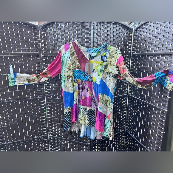 Anthropologie Blouse. NWT. patchwork pattern. Buttery soft. Never worn. - Picture 2 of 6